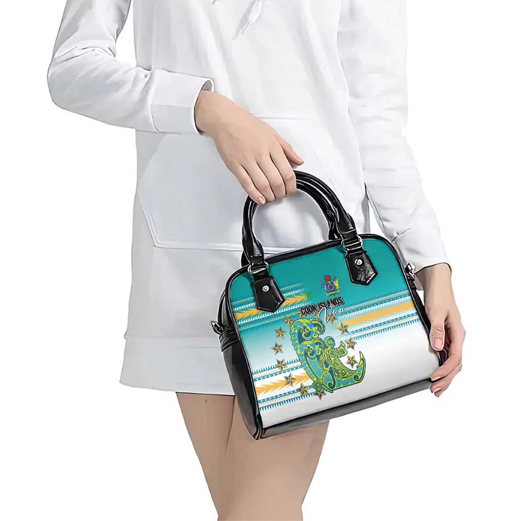 Cook Islands Va'a Race Shoulder Handbag Te Tatau Tattoos Sporty Style Turquoise Color - Polynesian Pride