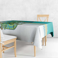 Cook Islands Va'a Race Tablecloth Te Tatau Tattoos Sporty Style Turquoise Color - Polynesian Pride