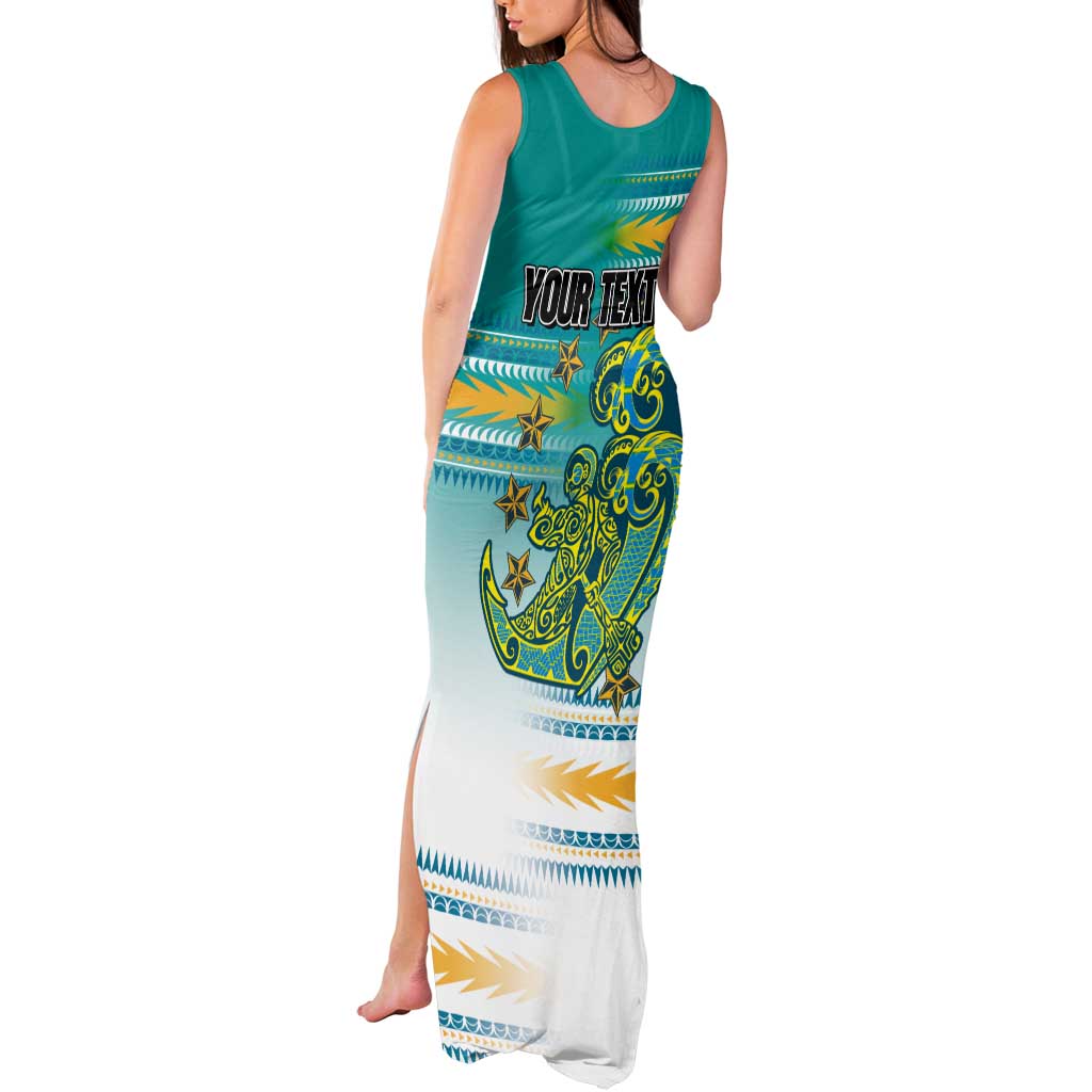 Personalised Cook Islands Va'a Race Tank Maxi Dress Te Tatau Tattoos Sporty Style Turquoise Color - Polynesian Pride