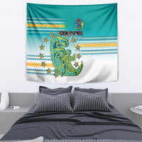 Cook Islands Va'a Race Tapestry Te Tatau Tattoos Sporty Style Turquoise Color - Polynesian Pride
