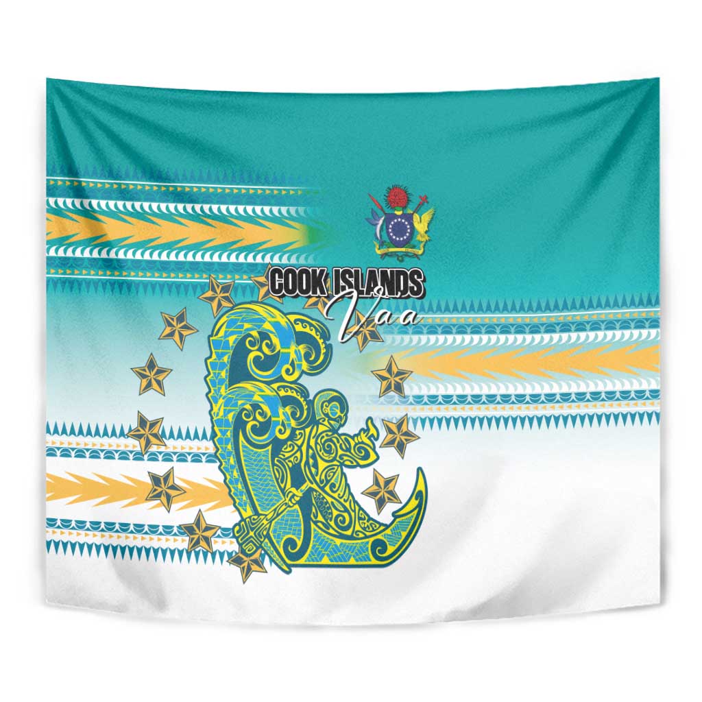 Cook Islands Va'a Race Tapestry Te Tatau Tattoos Sporty Style Turquoise Color - Polynesian Pride
