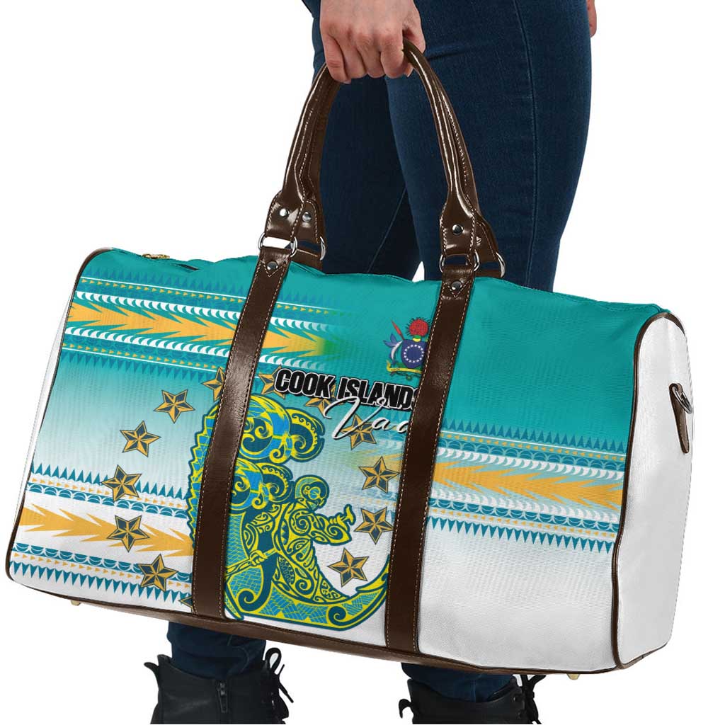 Cook Islands Va'a Race Travel Bag Te Tatau Tattoos Sporty Style Turquoise Color - Polynesian Pride