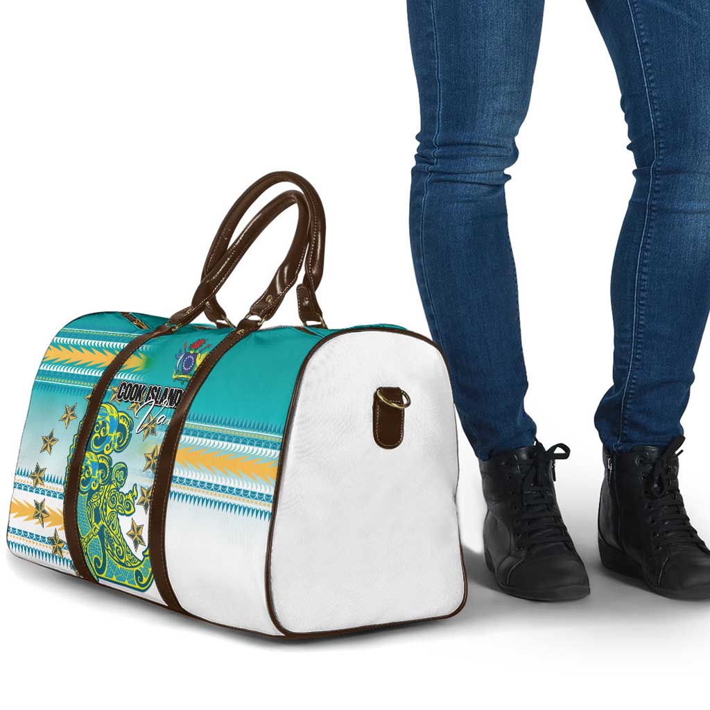 Cook Islands Va'a Race Travel Bag Te Tatau Tattoos Sporty Style Turquoise Color - Polynesian Pride