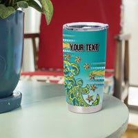 Personalised Cook Islands Va'a Race Tumbler Cup Te Tatau Tattoos Sporty Style Turquoise Color - Polynesian Pride