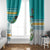 Cook Islands Va'a Race Window Curtain Te Tatau Tattoos Sporty Style Turquoise Color - Polynesian Pride