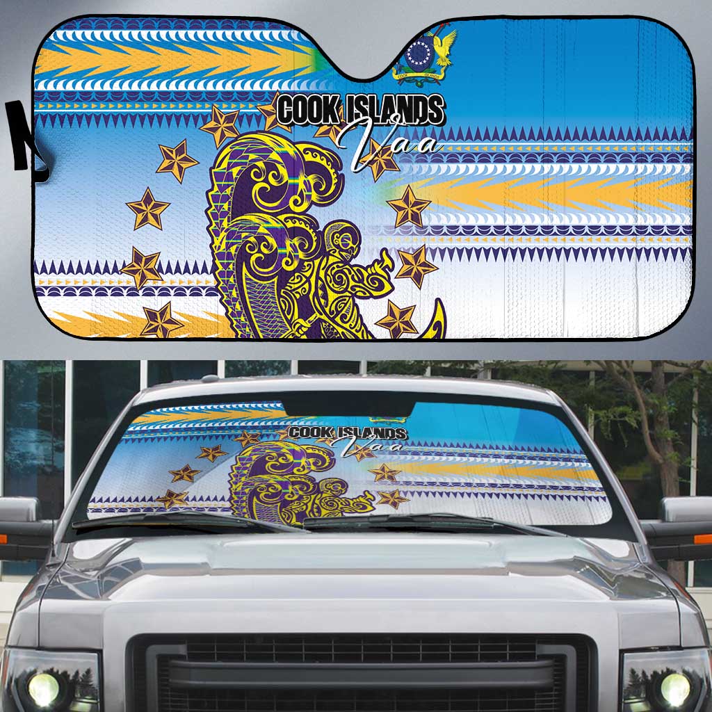 Cook Islands Va'a Race Auto Sun Shade Te Tatau Tattoos Sporty Style Glory Blue Color LT03 Blue - Polynesian Pride