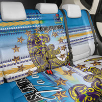 Cook Islands Va'a Race Back Car Seat Cover Te Tatau Tattoos Sporty Style Glory Blue Color - Polynesian Pride