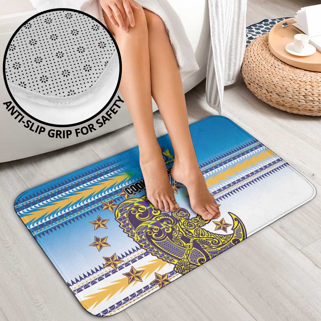 Cook Islands Va'a Race Bathroom Set Te Tatau Tattoos Sporty Style Glory Blue Color - Polynesian Pride