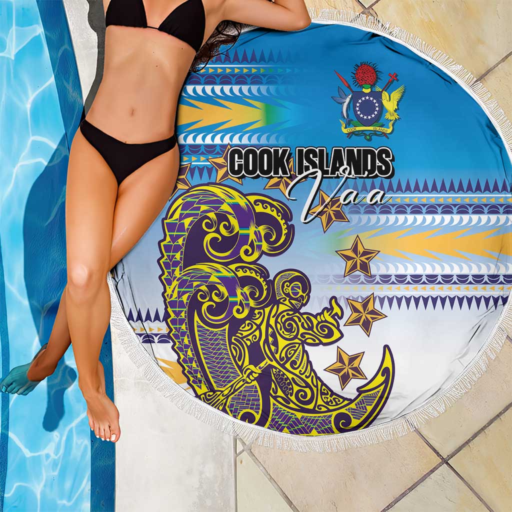 Cook Islands Va'a Race Beach Blanket Te Tatau Tattoos Sporty Style Glory Blue Color LT03 - Polynesian Pride