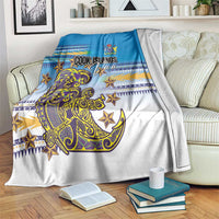 Cook Islands Va'a Race Blanket Te Tatau Tattoos Sporty Style Glory Blue Color - Polynesian Pride