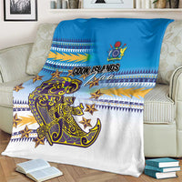 Cook Islands Va'a Race Blanket Te Tatau Tattoos Sporty Style Glory Blue Color - Polynesian Pride