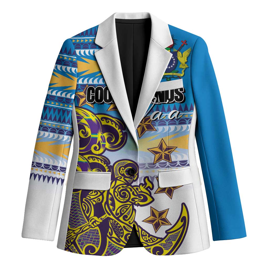 Personalised Cook Islands Va'a Race Blazer Te Tatau Tattoos Sporty Style Glory Blue Color - Polynesian Pride