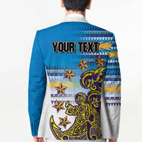 Personalised Cook Islands Va'a Race Blazer Te Tatau Tattoos Sporty Style Glory Blue Color - Polynesian Pride