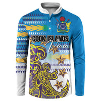 Personalised Cook Islands Va'a Race Button Sweatshirt Te Tatau Tattoos Sporty Style Glory Blue Color LT03 Blue - Polynesian Pride