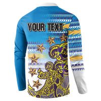 Personalised Cook Islands Va'a Race Button Sweatshirt Te Tatau Tattoos Sporty Style Glory Blue Color LT03 - Polynesian Pride