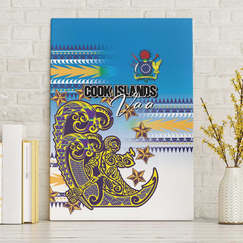 Cook Islands Va'a Race Canvas Wall Art Te Tatau Tattoos Sporty Style Glory Blue Color - Polynesian Pride