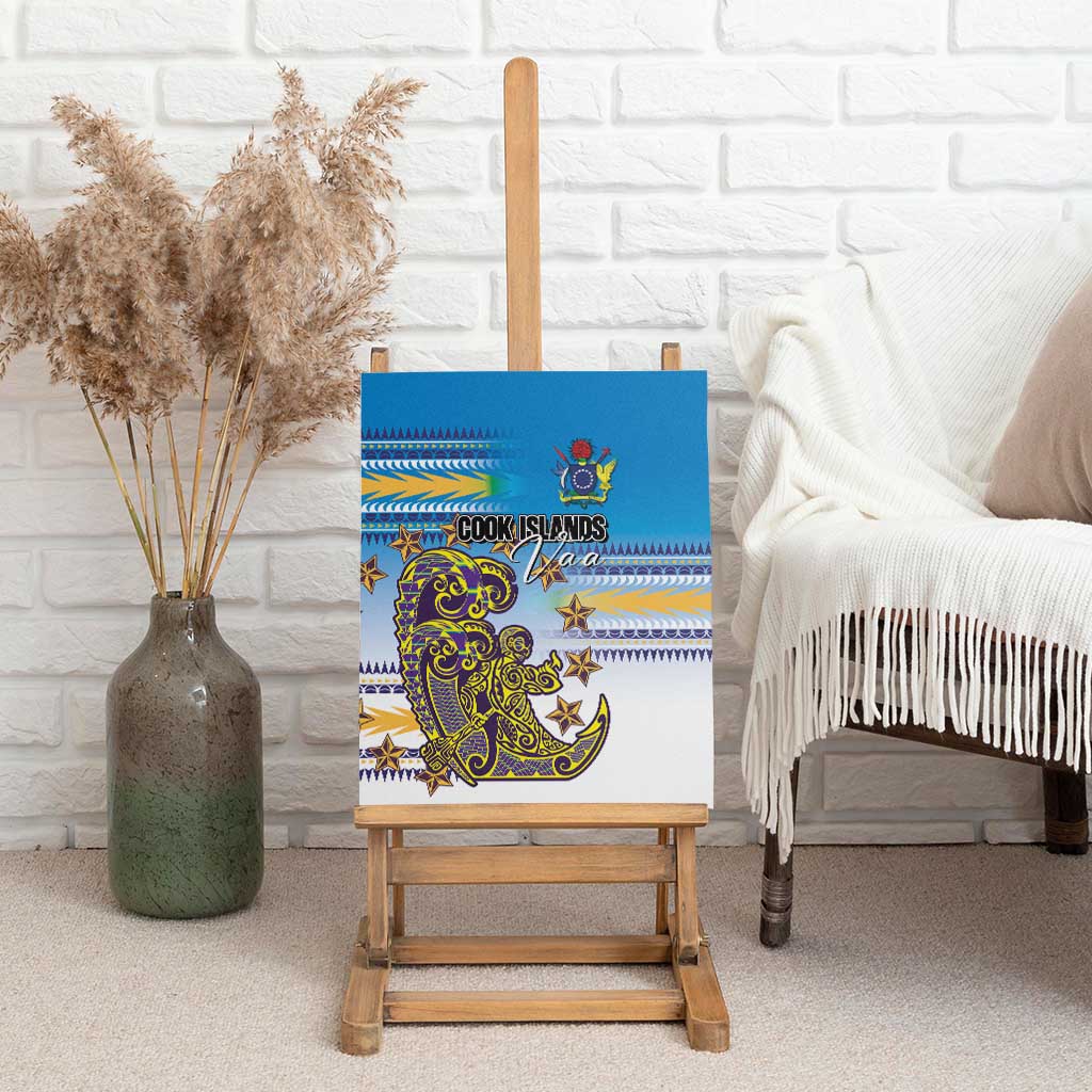 Cook Islands Va'a Race Canvas Wall Art Te Tatau Tattoos Sporty Style Glory Blue Color - Polynesian Pride