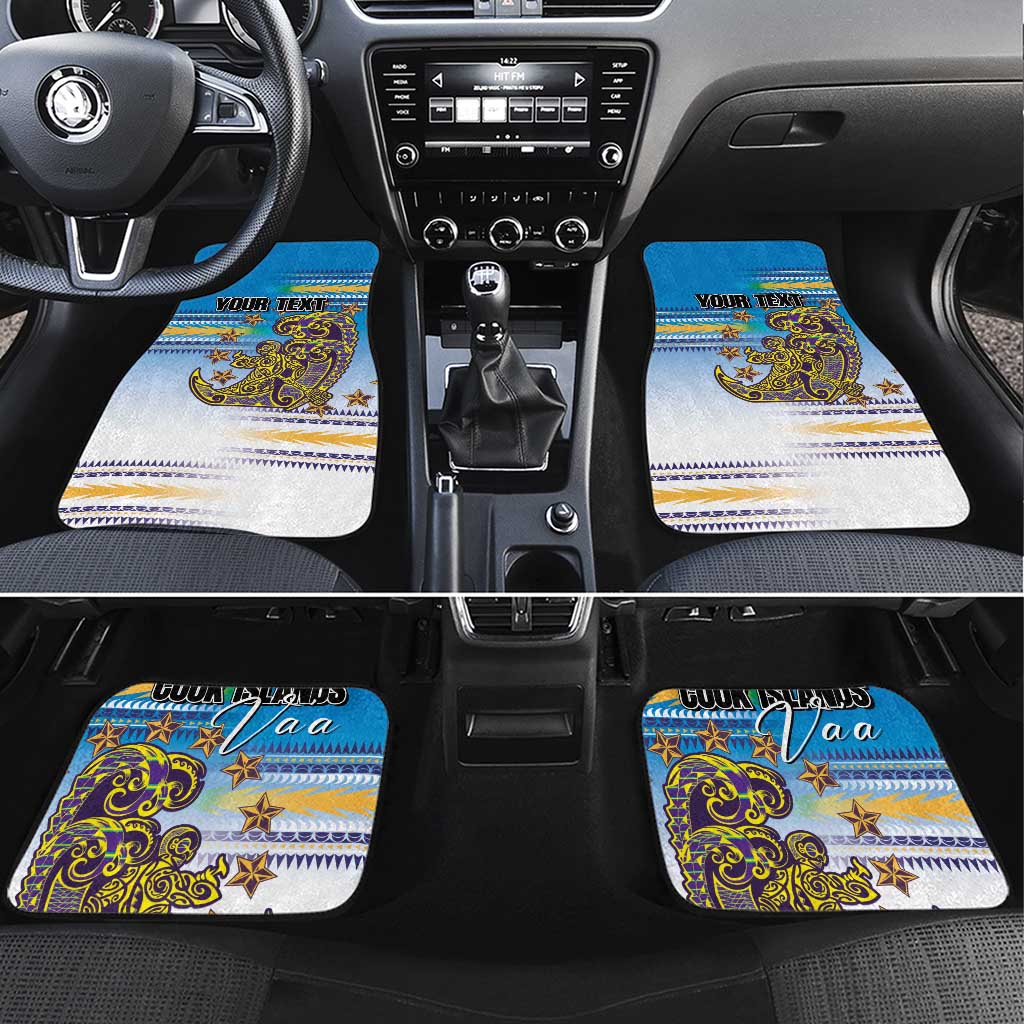 Personalised Cook Islands Va'a Race Car Mats Te Tatau Tattoos Sporty Style Glory Blue Color - Polynesian Pride