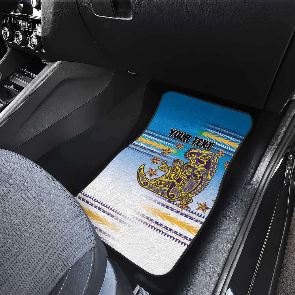 Personalised Cook Islands Va'a Race Car Mats Te Tatau Tattoos Sporty Style Glory Blue Color - Polynesian Pride
