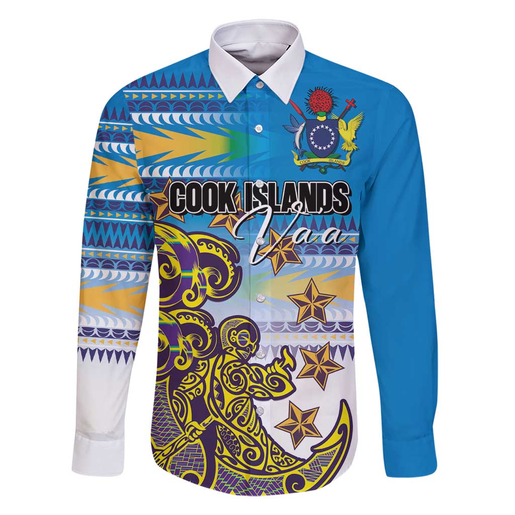 Personalised Cook Islands Va'a Race Family Matching Summer Maxi Dress and Hawaiian Shirt Te Tatau Tattoos Sporty Style Glory Blue Color - Polynesian Pride