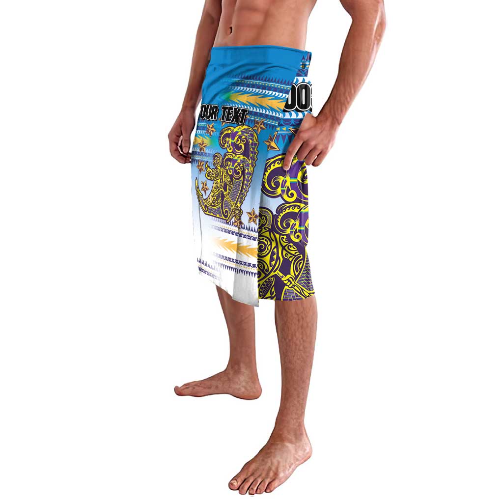 Personalised Cook Islands Va'a Race Lavalava Te Tatau Tattoos Sporty Style Glory Blue Color - Polynesian Pride