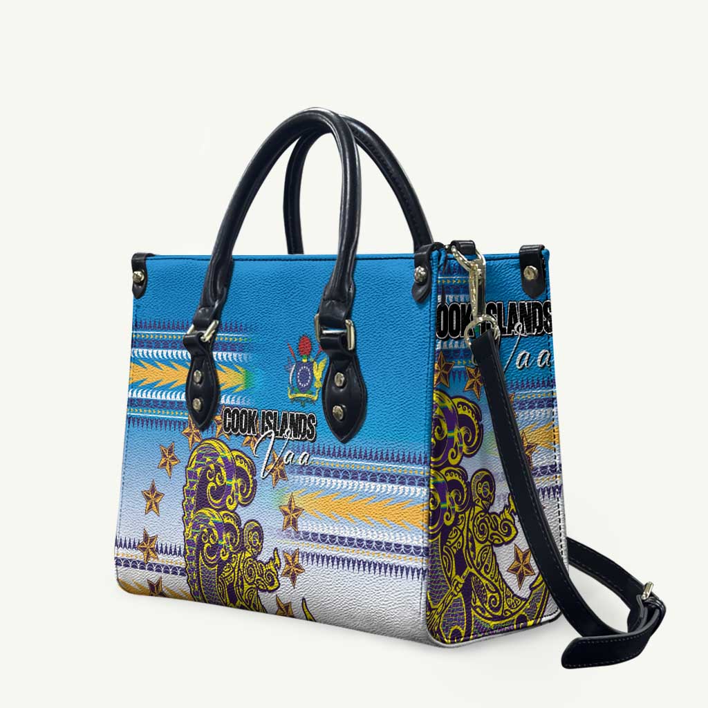 Cook Islands Va'a Race Leather Bag Te Tatau Tattoos Sporty Style Glory Blue Color - Polynesian Pride