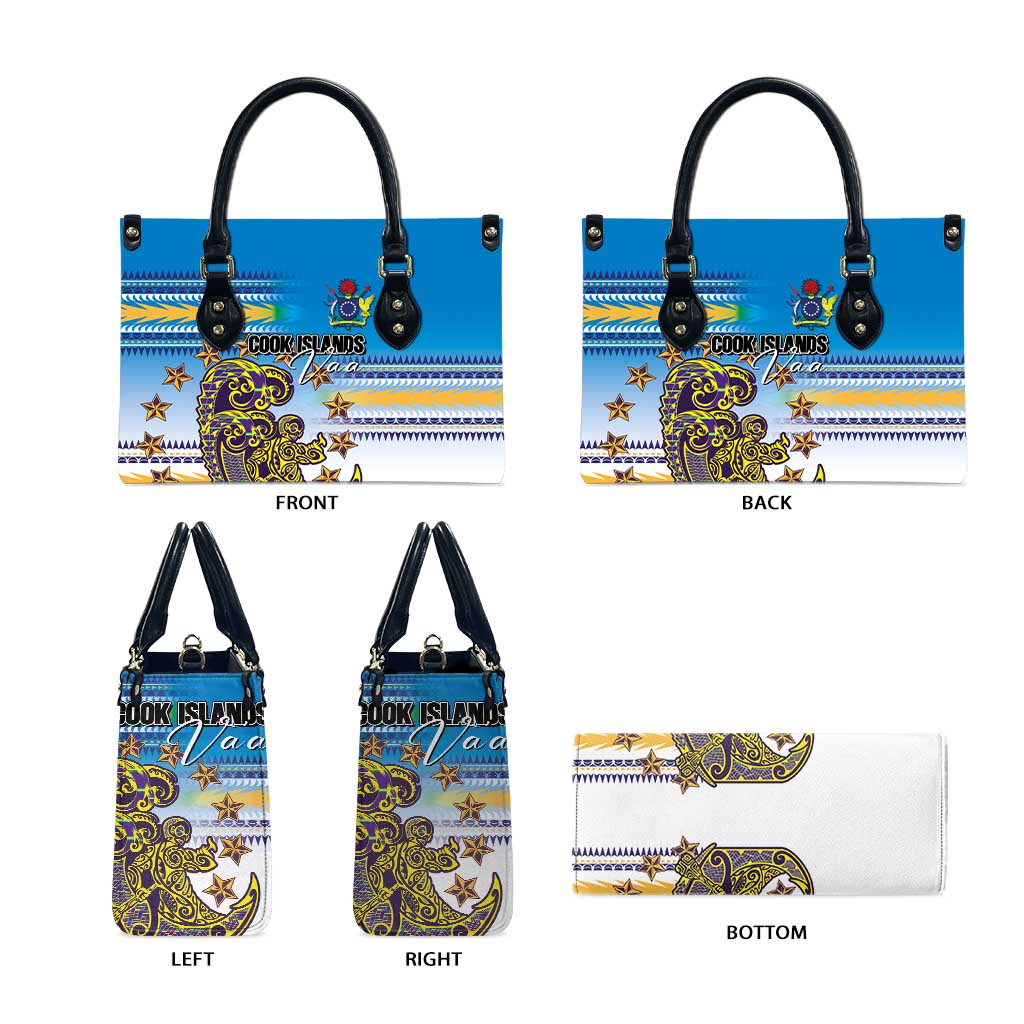 Cook Islands Va'a Race Leather Bag Te Tatau Tattoos Sporty Style Glory Blue Color - Polynesian Pride