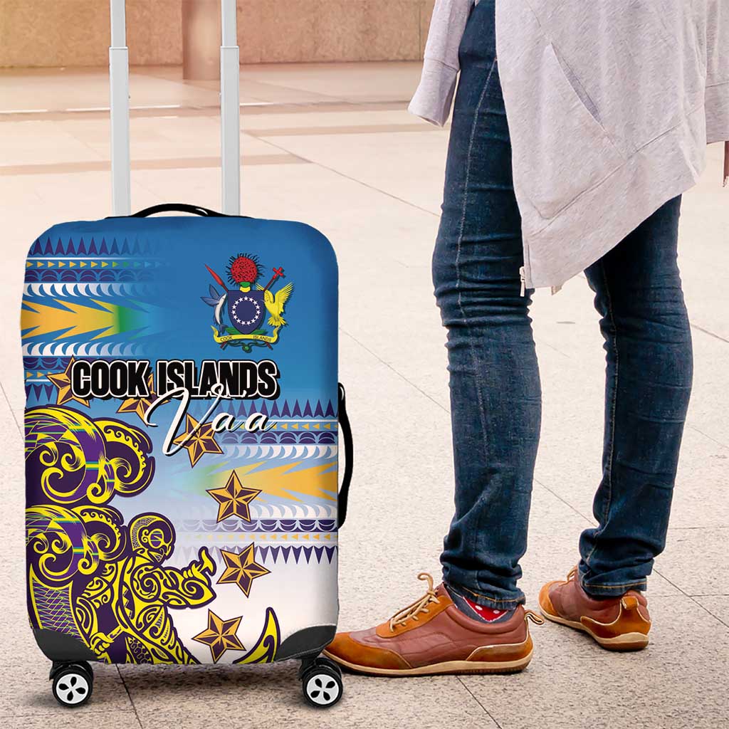 Cook Islands Va'a Race Luggage Cover Te Tatau Tattoos Sporty Style Glory Blue Color - Polynesian Pride
