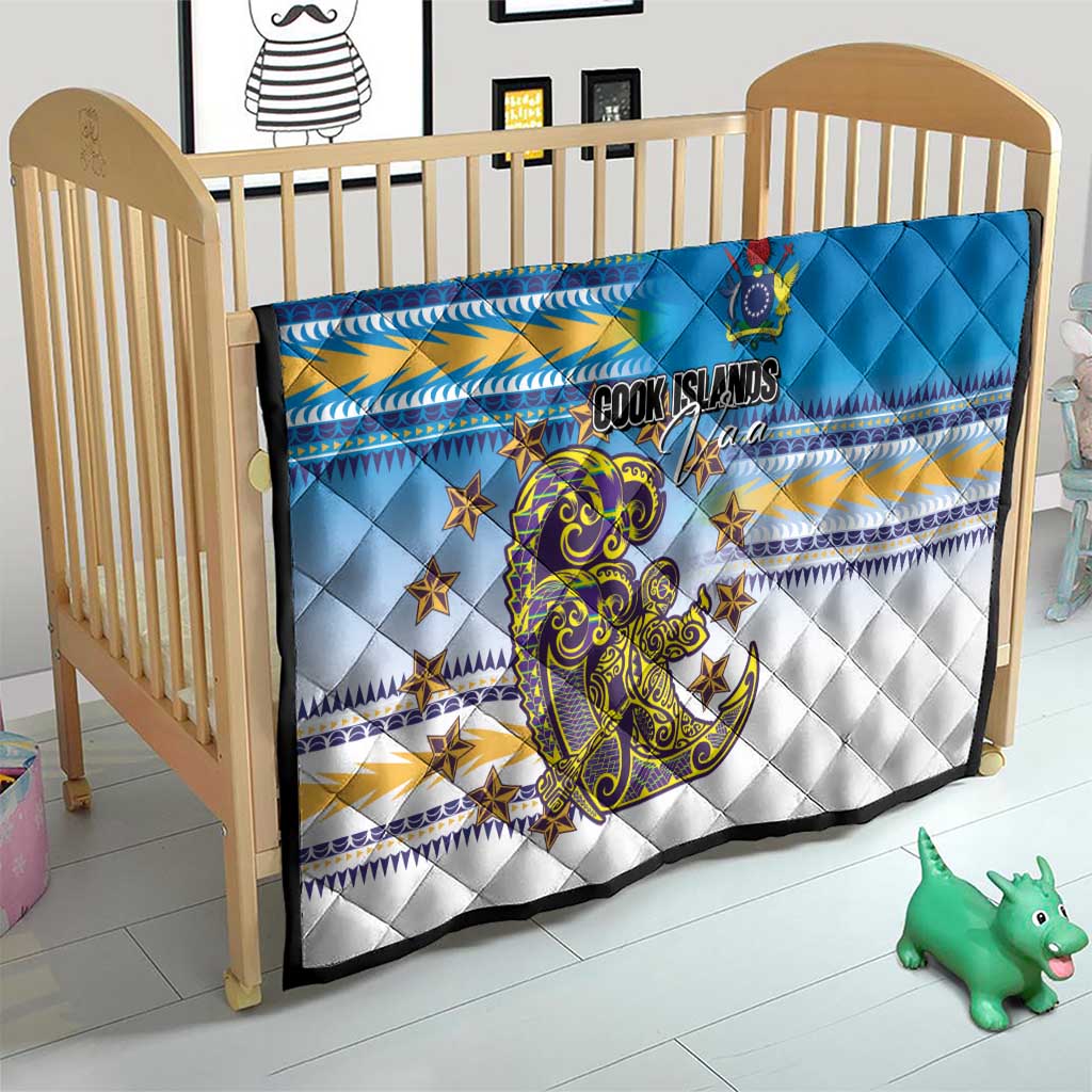 Cook Islands Va'a Race Quilt Te Tatau Tattoos Sporty Style Glory Blue Color - Polynesian Pride