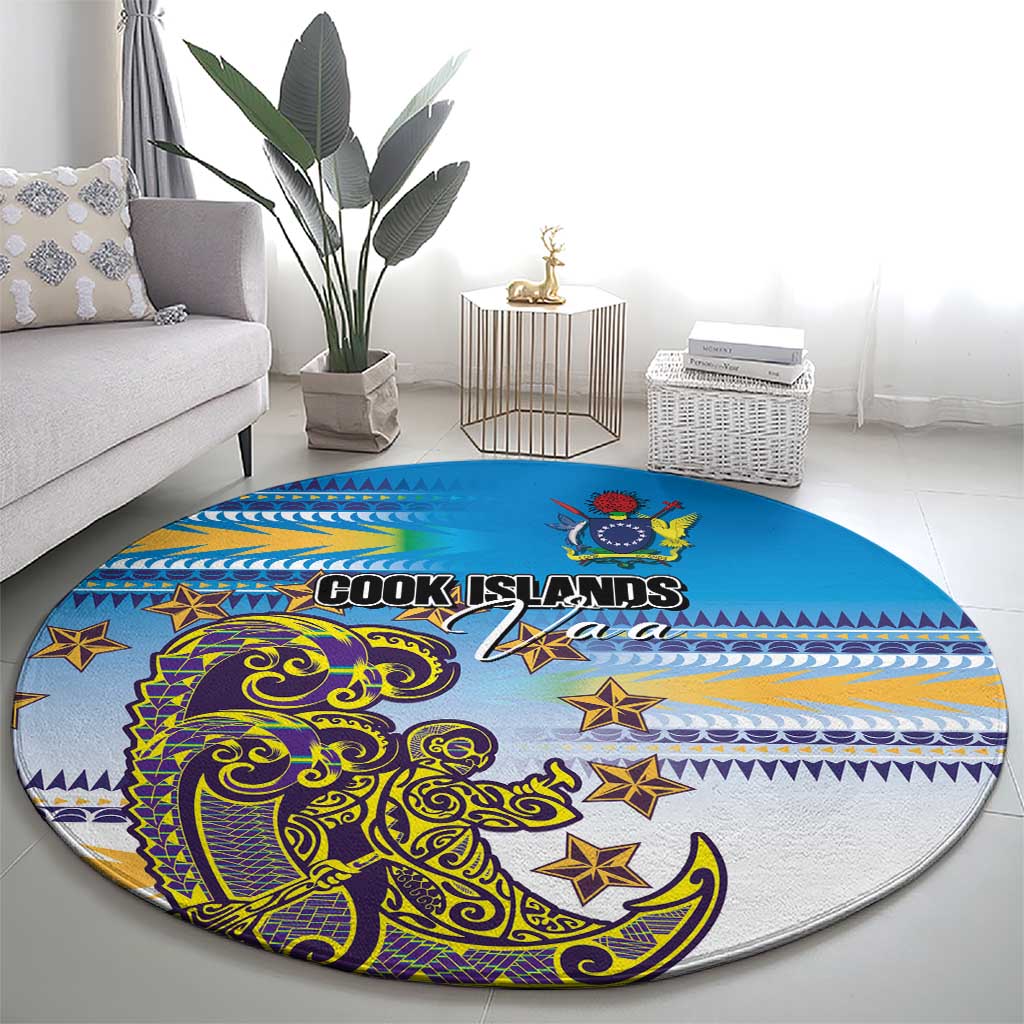 Cook Islands Va'a Race Round Carpet Te Tatau Tattoos Sporty Style Glory Blue Color LT03 - Polynesian Pride