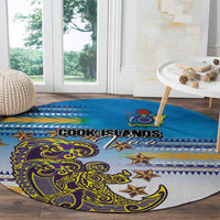 Cook Islands Va'a Race Round Carpet Te Tatau Tattoos Sporty Style Glory Blue Color LT03 - Polynesian Pride