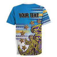 Personalised Cook Islands Va'a Race Rugby Jersey Te Tatau Tattoos Sporty Style Glory Blue Color - Polynesian Pride