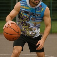 Personalised Cook Islands Va'a Race Sleeveless Hoodie Te Tatau Tattoos Sporty Style Glory Blue Color - Polynesian Pride
