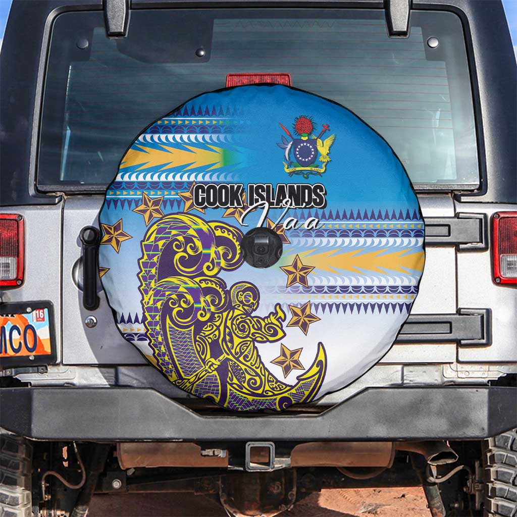 Cook Islands Va'a Race Spare Tire Cover Te Tatau Tattoos Sporty Style Glory Blue Color - Polynesian Pride