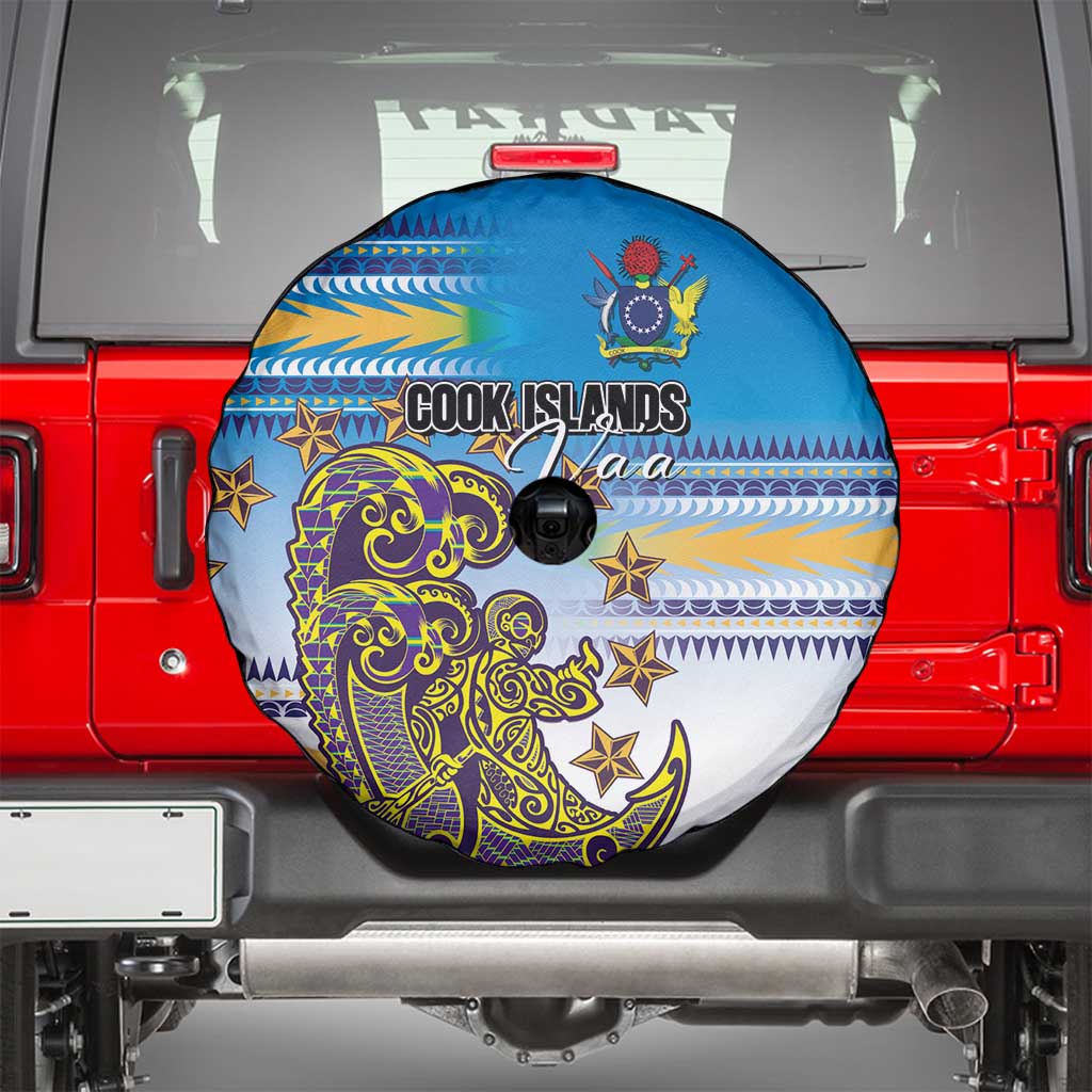 Cook Islands Va'a Race Spare Tire Cover Te Tatau Tattoos Sporty Style Glory Blue Color - Polynesian Pride