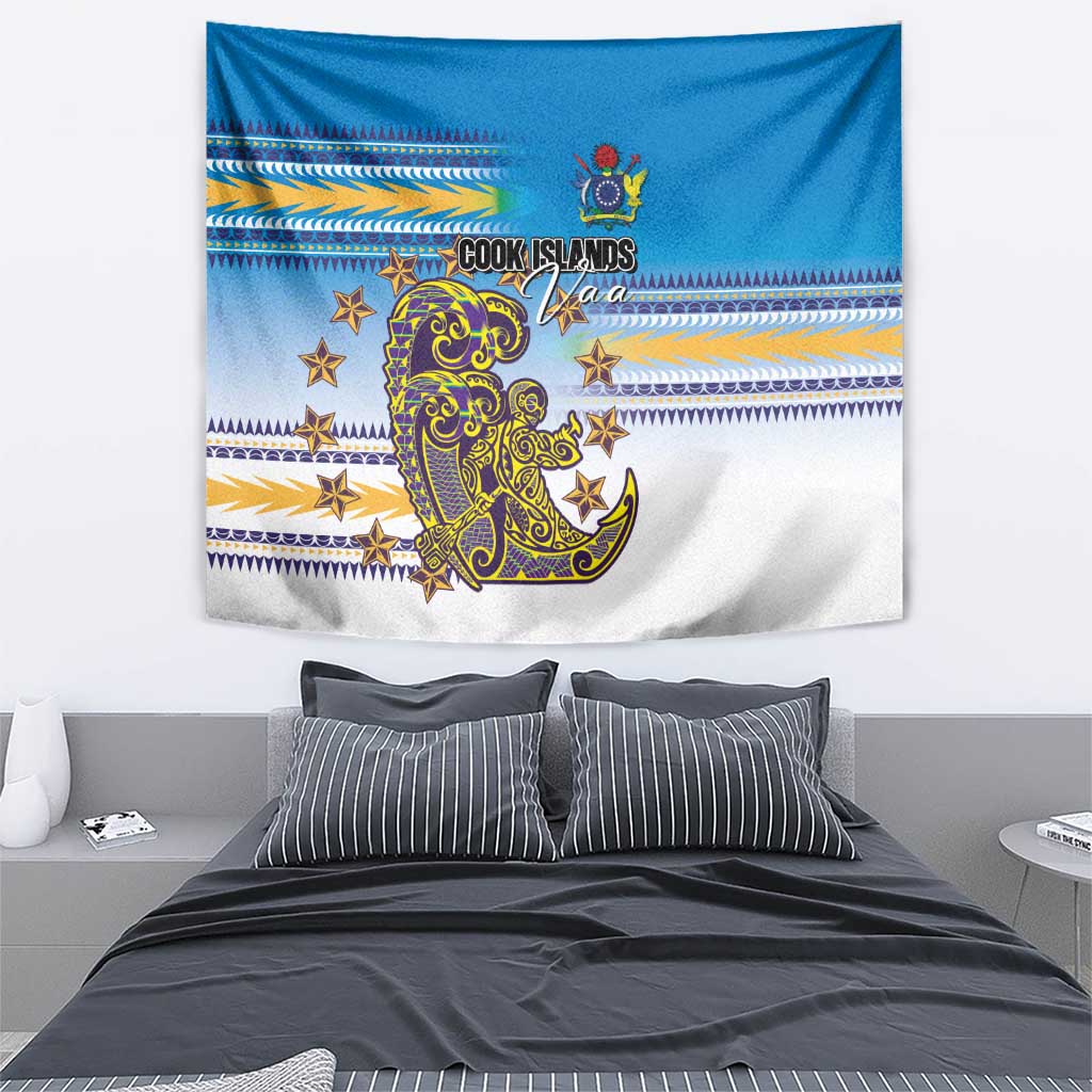 Cook Islands Va'a Race Tapestry Te Tatau Tattoos Sporty Style Glory Blue Color LT03 - Polynesian Pride