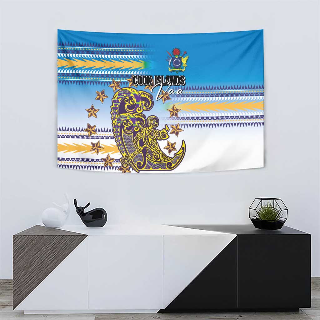 Cook Islands Va'a Race Tapestry Te Tatau Tattoos Sporty Style Glory Blue Color LT03 - Polynesian Pride