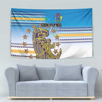 Cook Islands Va'a Race Tapestry Te Tatau Tattoos Sporty Style Glory Blue Color LT03 - Polynesian Pride