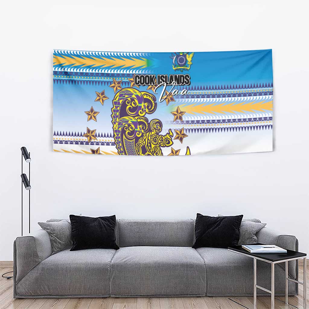Cook Islands Va'a Race Tapestry Te Tatau Tattoos Sporty Style Glory Blue Color LT03 - Polynesian Pride