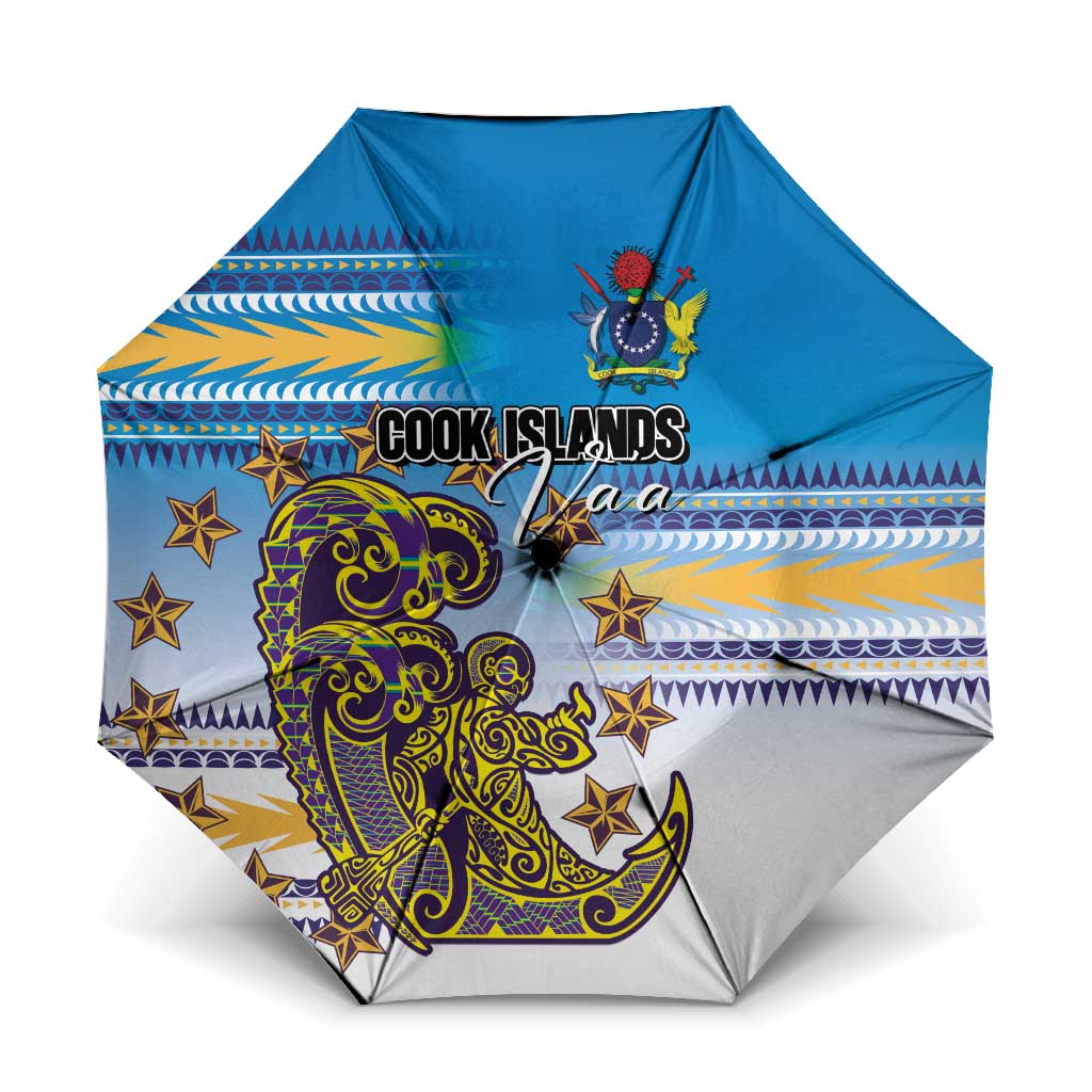 Cook Islands Va'a Race Umbrella Te Tatau Tattoos Sporty Style Glory Blue Color - Polynesian Pride
