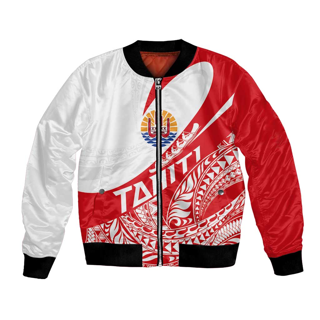 Personalised Tahiti Va'a Race Bomber Jacket Polynesian Tattoos Sporty Style - Polynesian Pride