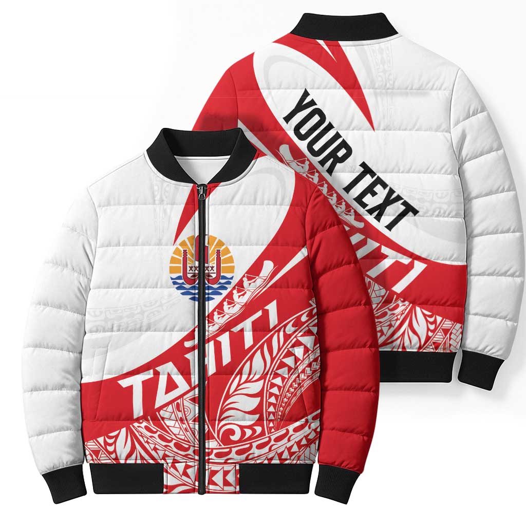 Personalised Tahiti Va'a Race Bomber Puffer Jacket Polynesian Tattoos Sporty Style - Polynesian Pride