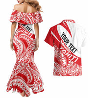 Personalised Tahiti Va'a Race Couples Matching Mermaid Dress and Hawaiian Shirt Polynesian Tattoos Sporty Style - Polynesian Pride
