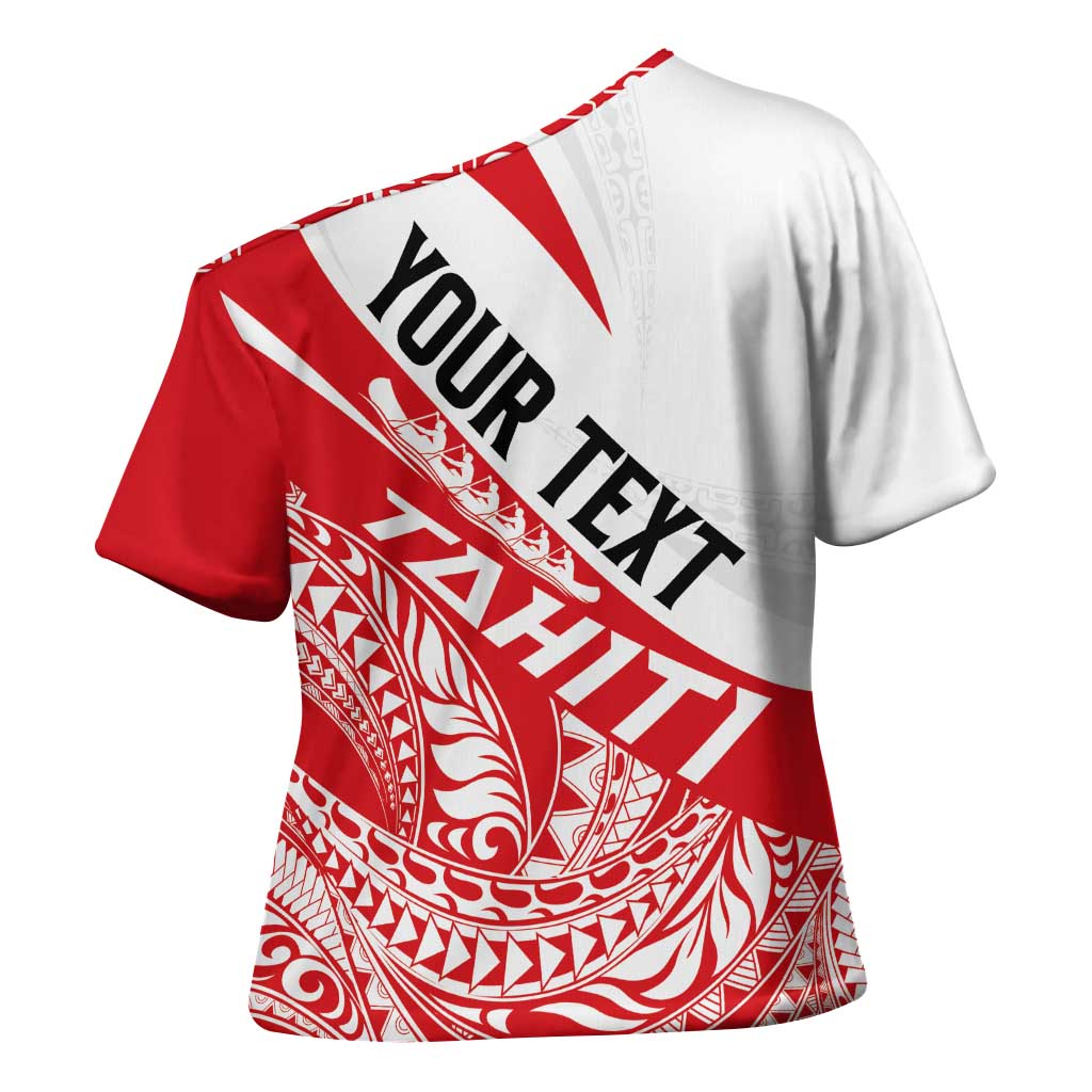Personalised Tahiti Va'a Race Cross Shoulder Shirt Polynesian Tattoos Sporty Style - Polynesian Pride