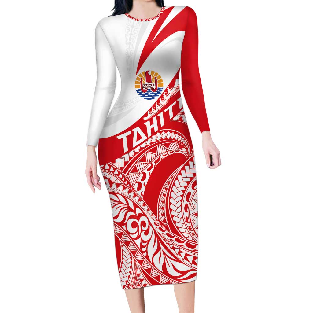 Personalised Tahiti Va'a Race Family Matching Long Sleeve Bodycon Dress and Hawaiian Shirt Polynesian Tattoos Sporty Style - Polynesian Pride