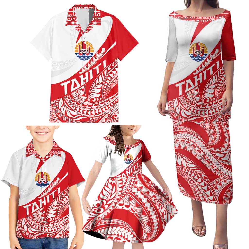 Personalised Tahiti Va'a Race Family Matching Puletasi and Hawaiian Shirt Polynesian Tattoos Sporty Style - Polynesian Pride