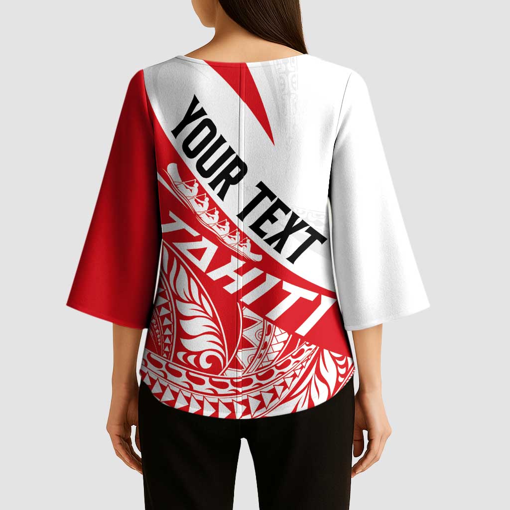 Personalised Tahiti Va'a Race Kimono Sleeve Blouse Polynesian Tattoos Sporty Style - Polynesian Pride