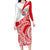Personalised Tahiti Va'a Race Long Sleeve Bodycon Dress Polynesian Tattoos Sporty Style - Polynesian Pride