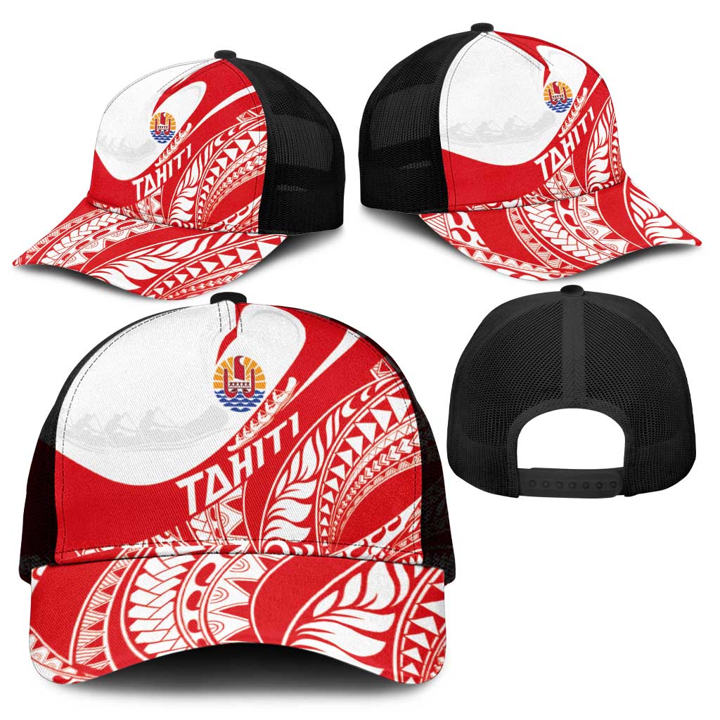 Tahiti Va'a Race Mesh Trucker Cap Polynesian Tattoos Sporty Style - Polynesian Pride