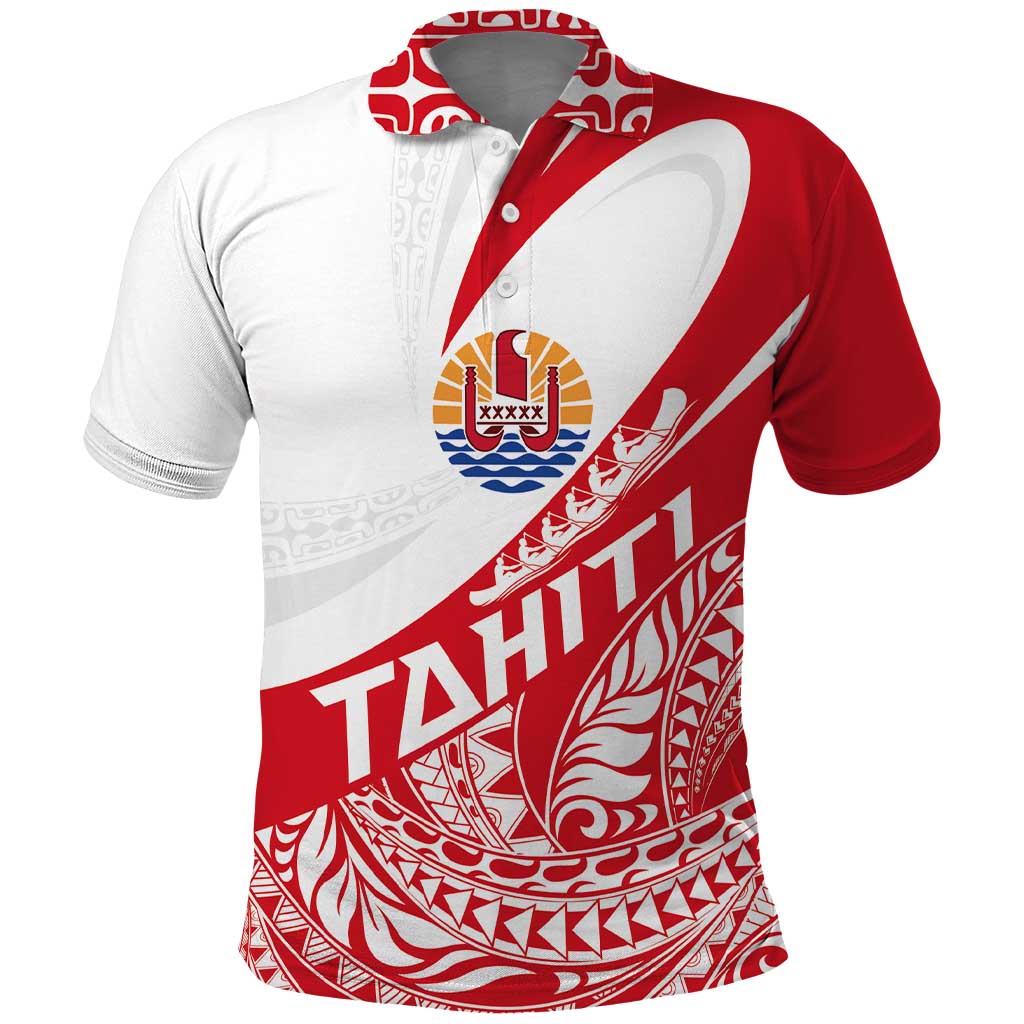 Personalised Tahiti Va'a Race Polo Shirt Polynesian Tattoos Sporty Style - Polynesian Pride